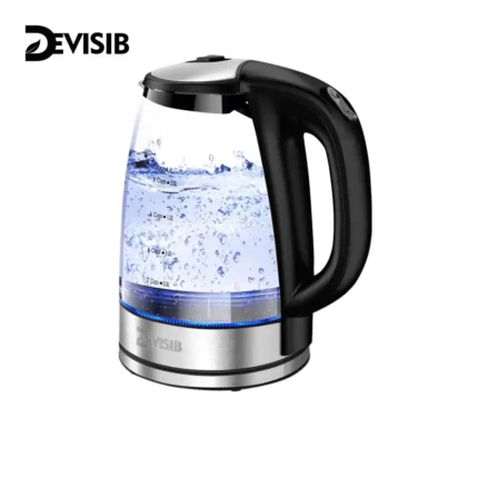 غلاية كهربائية زجاجية DEVISIB 2L – 2200 واط، LED